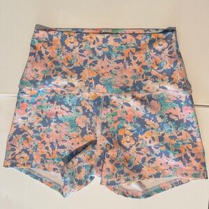 High Waisted Floral Born Primitive gym shorts- Pink Multicolor